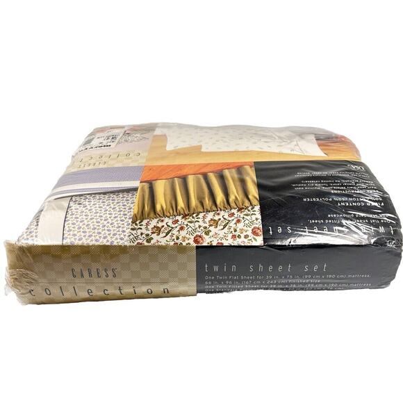 NEW Twin Sheet Set CARESS COLLECTION Country Leaf NOS Made USA Vintage - Picture 9 of 9